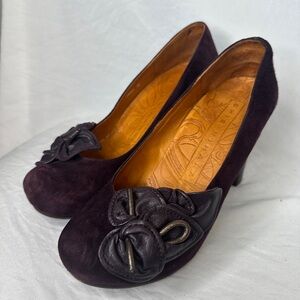 Chie Mihara FLORENA platform pump in deep plum